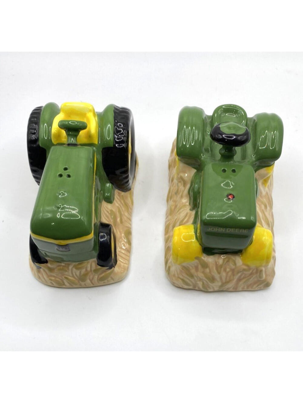 Vintage John Deere Licensed Product Salt & Pepper Tractor Shakers Porcelain